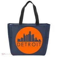 Detroit Simple Orange Logo Front And Back Tote Bag thumb 1