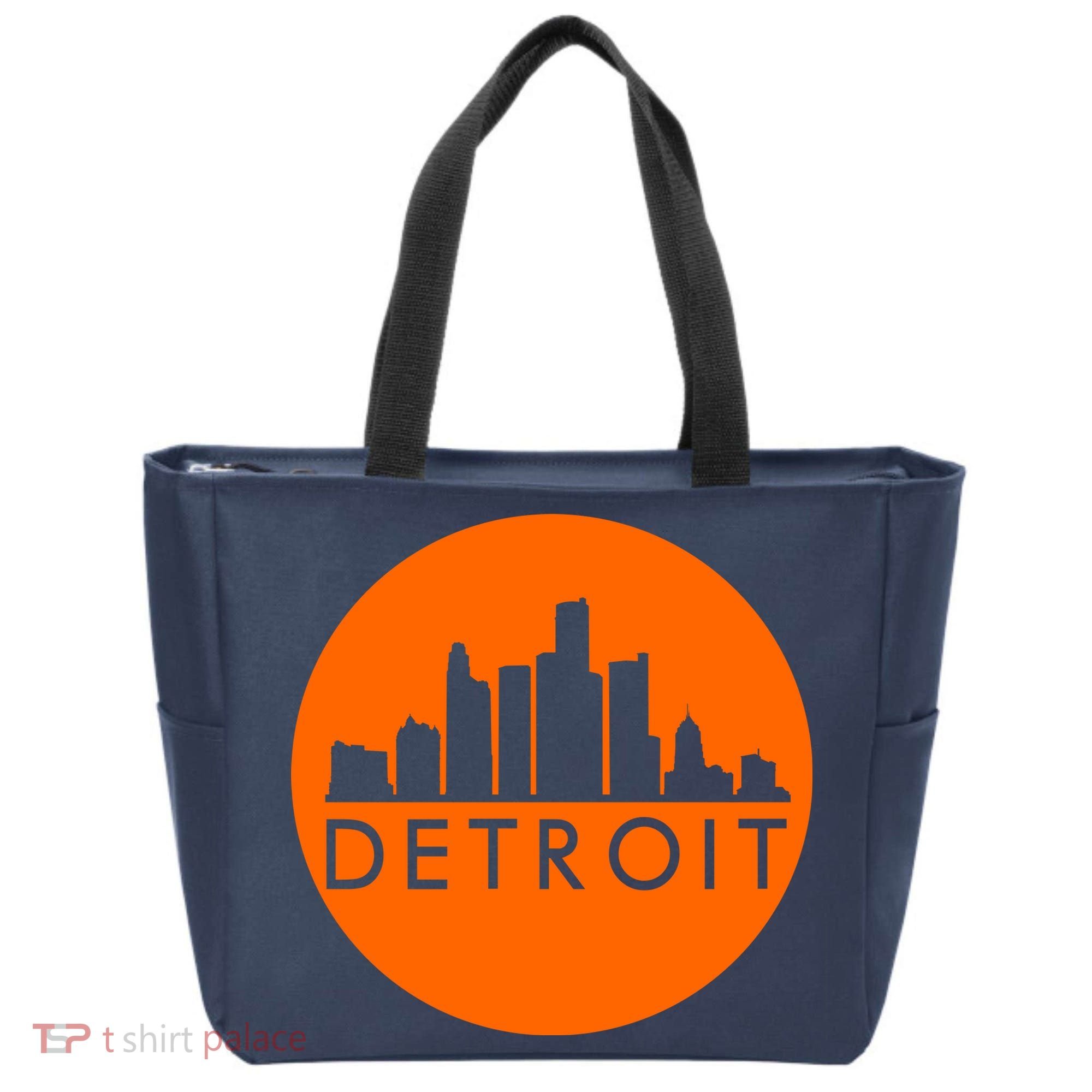 Detroit Simple Orange Logo Front And Back Tote Bag