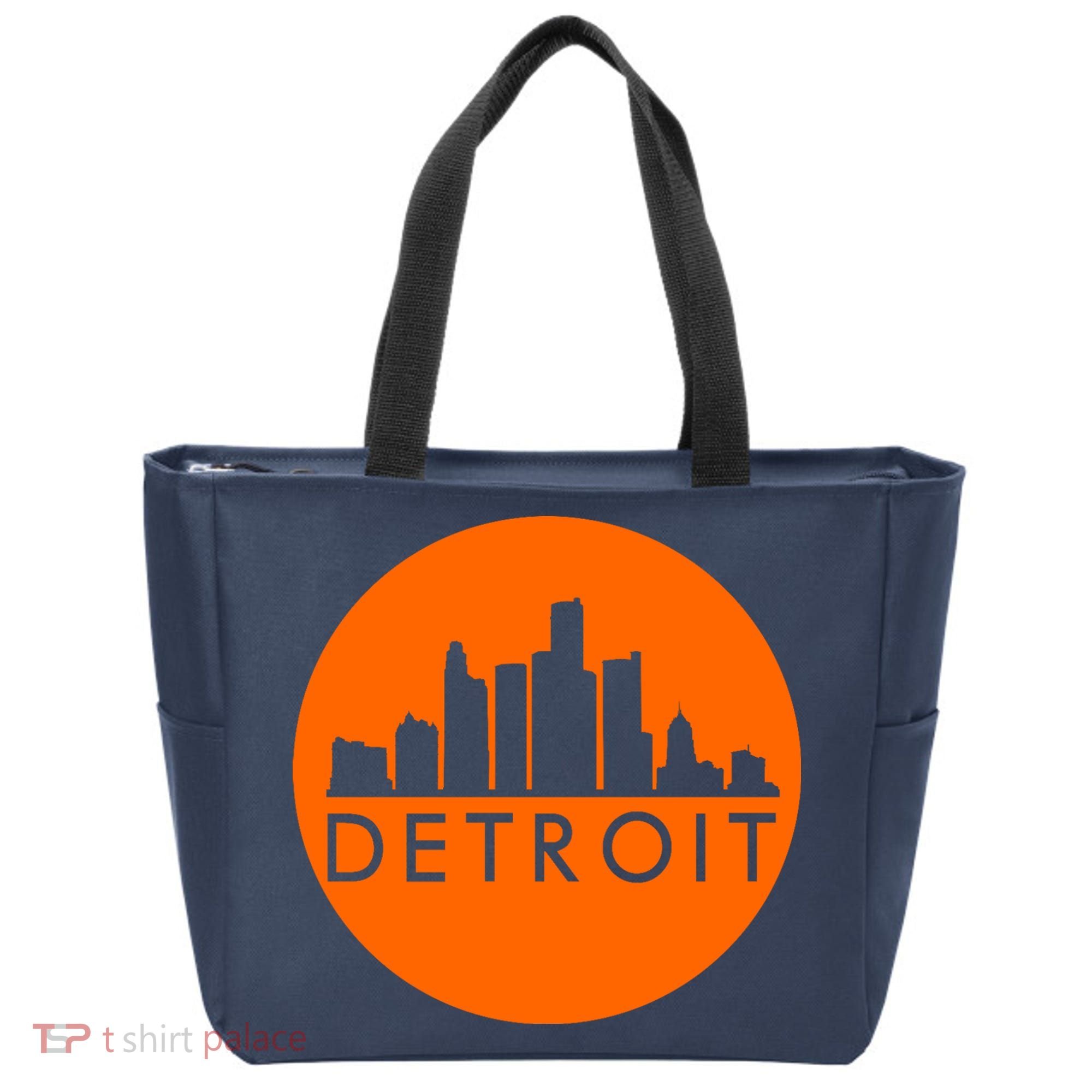 Detroit Simple Orange Logo Front And Back Tote Bag