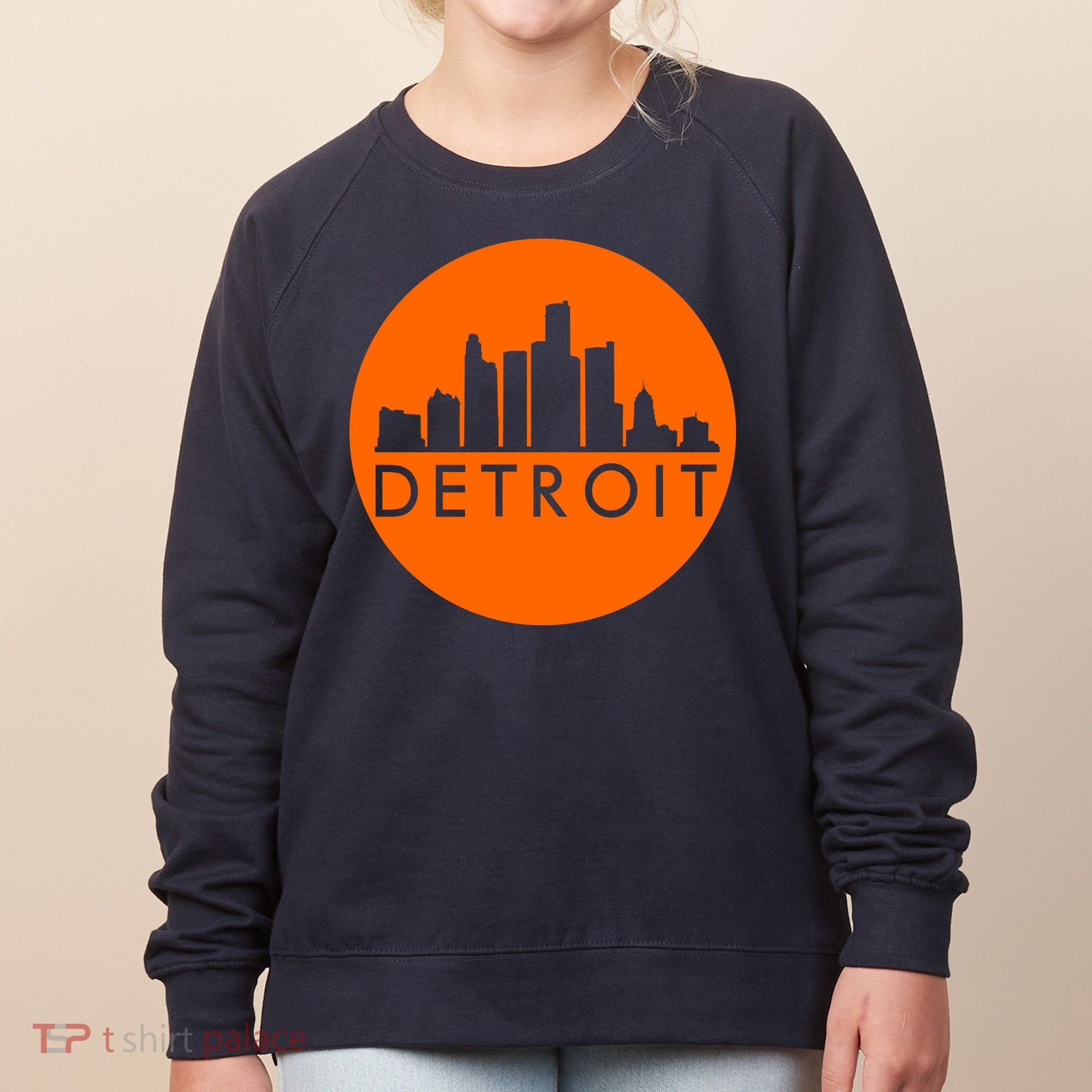 Detroit Simple Orange Logo Women's Sweatshirt