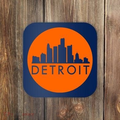 Detroit Simple Orange Logo Coaster