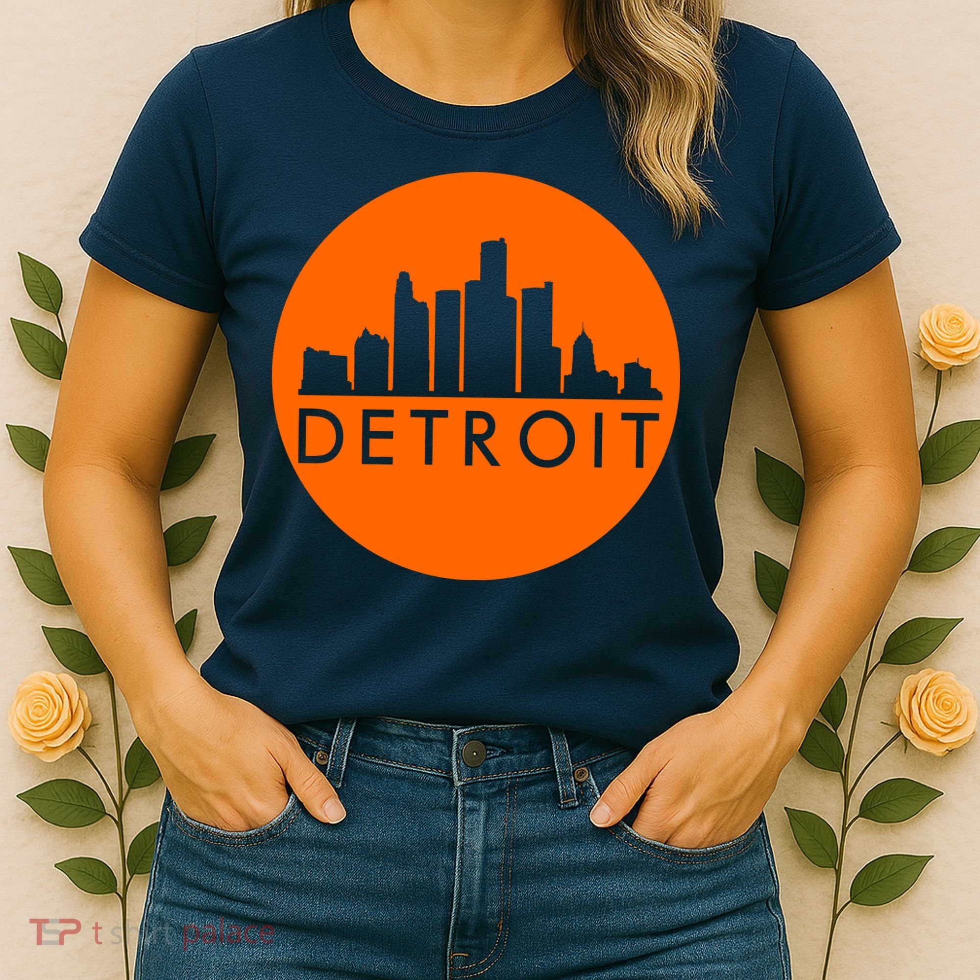 Detroit Simple Orange Logo Women's T-Shirt