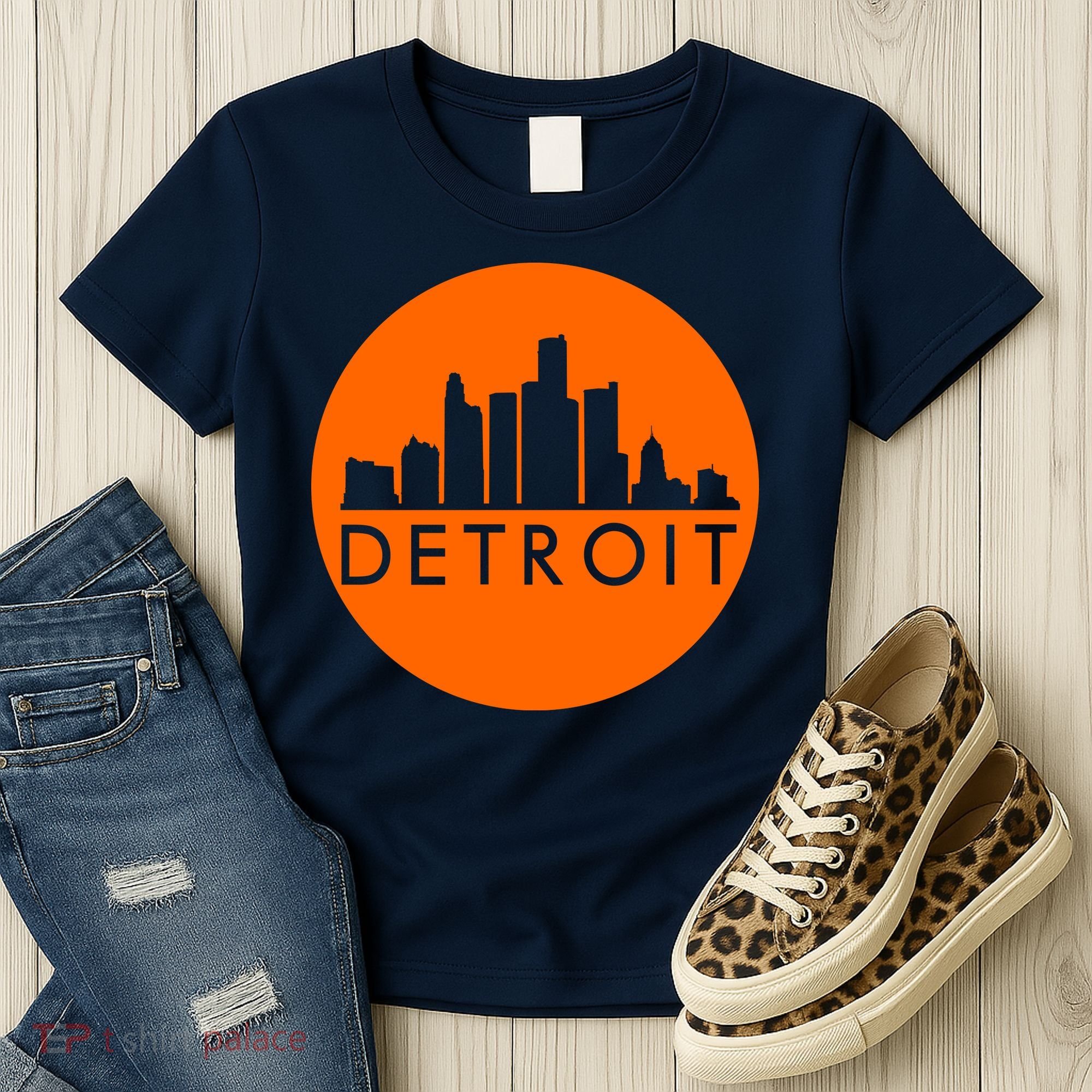 Detroit Simple Orange Logo Women's T-Shirt