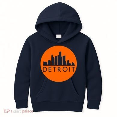 Detroit Simple Orange Logo Kids Hoodie