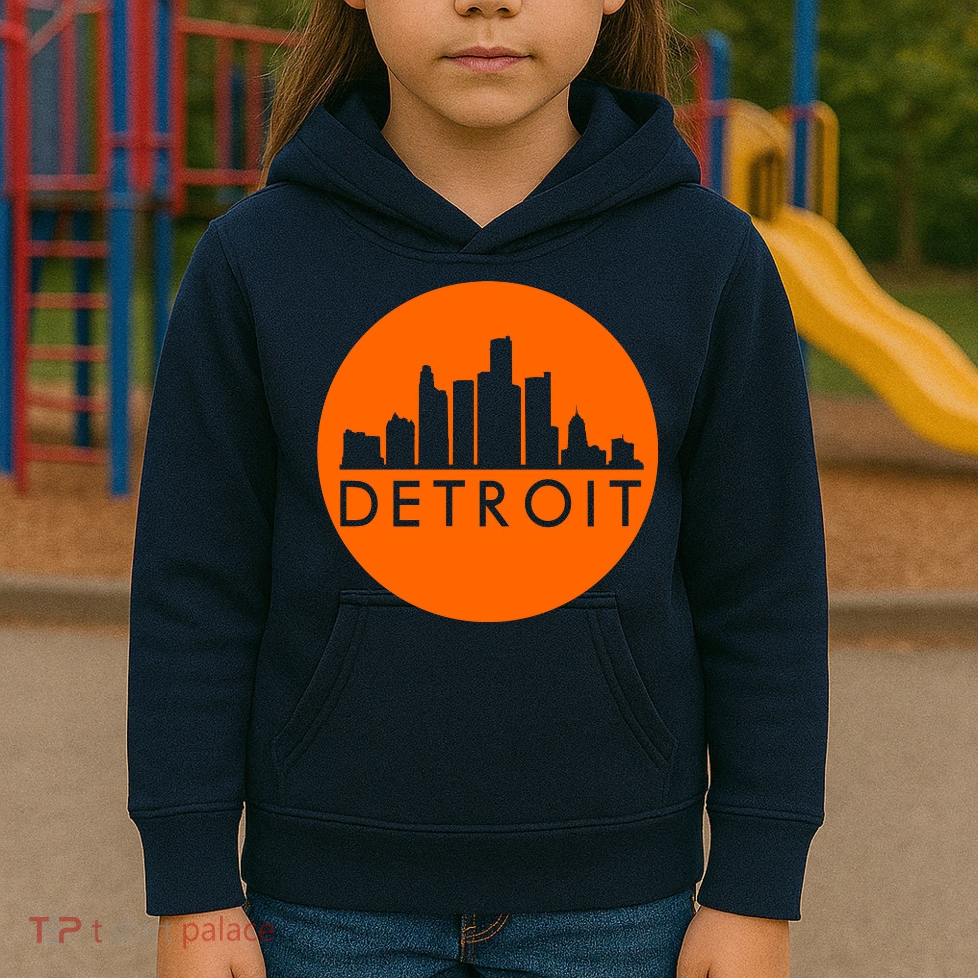 Detroit Simple Orange Logo Kids Hoodie