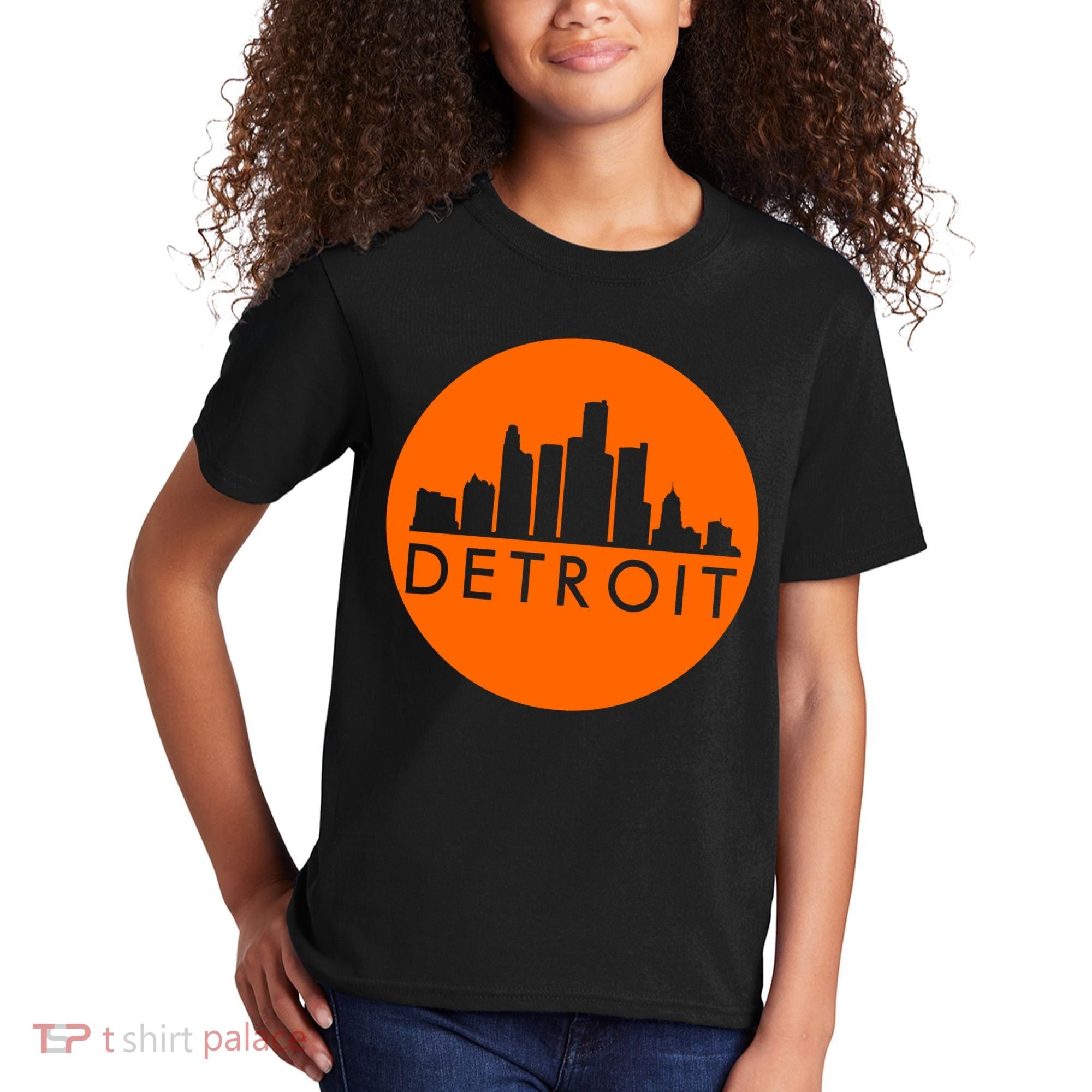 Detroit Simple Orange Logo Kids T-Shirt