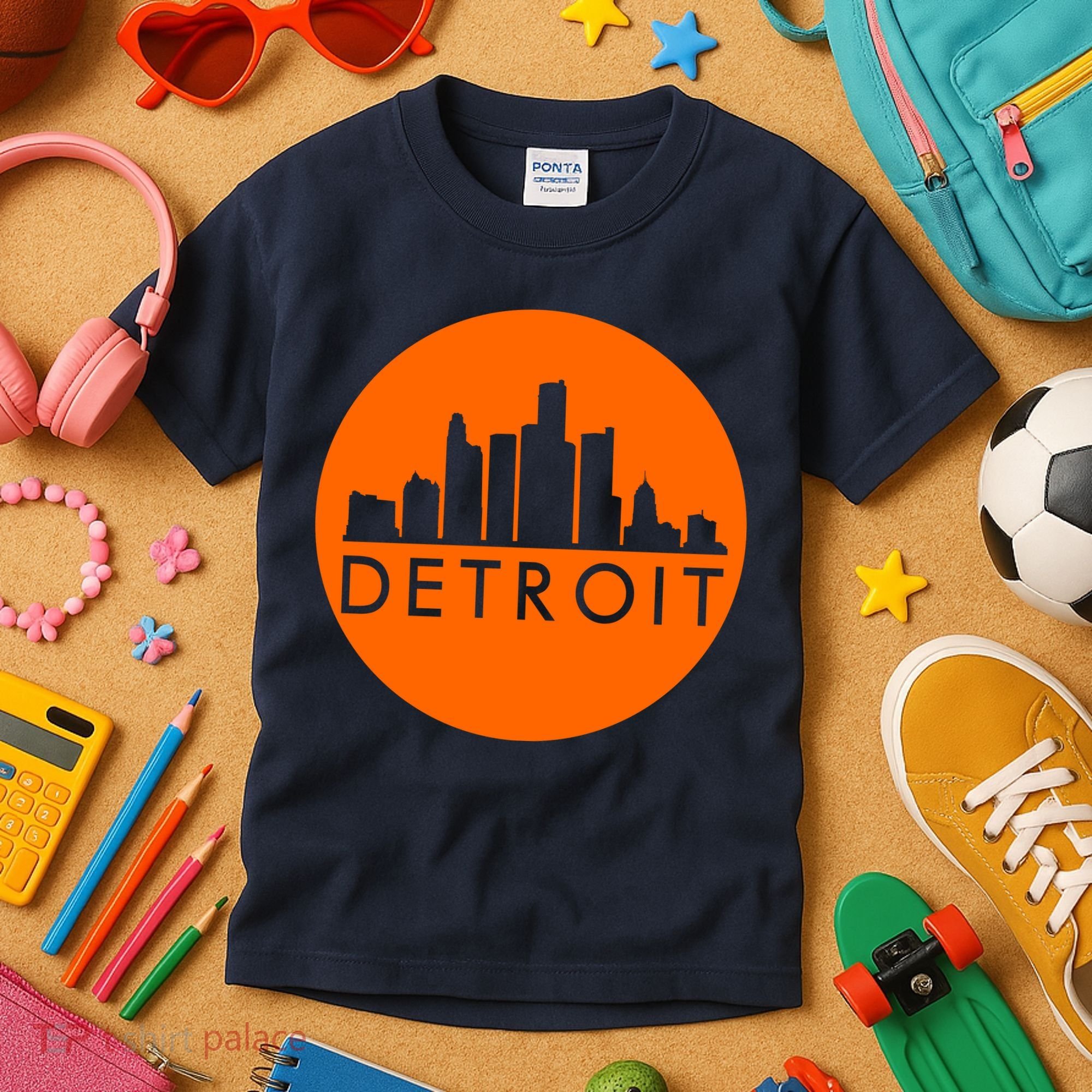 Detroit Simple Orange Logo Kids T-Shirt
