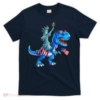 Dino Statue Of Liberty 4th Of July American Flag T-Shirt thumb 0