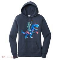 Dino Statue Of Liberty 4th Of July American Flag Women's Hoodie thumb 0