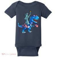 Dino Statue Of Liberty 4th Of July American Flag Baby Bodysuit thumb 0