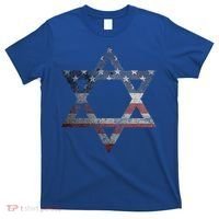Distressed Star of David Jews Jewish Gifts USA American Flag  T-Shirt thumb 0