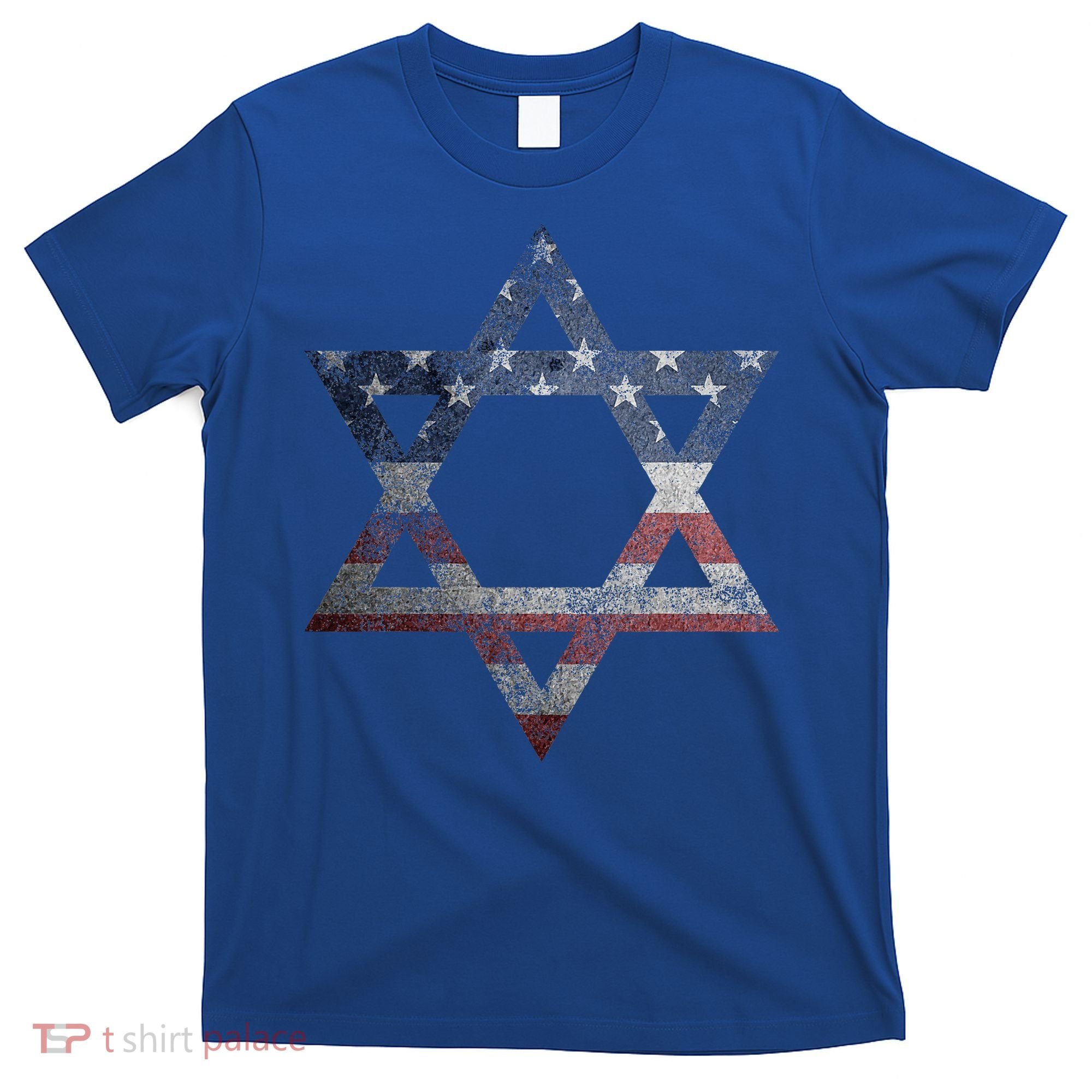 Distressed Star of David Jews Jewish Gifts USA American Flag  T-Shirt