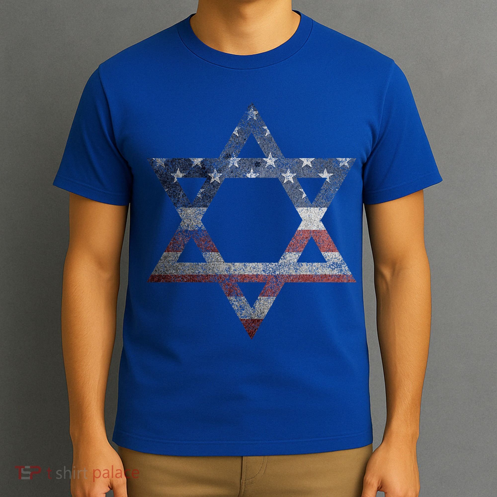 Distressed Star of David Jews Jewish Gifts USA American Flag  T-Shirt