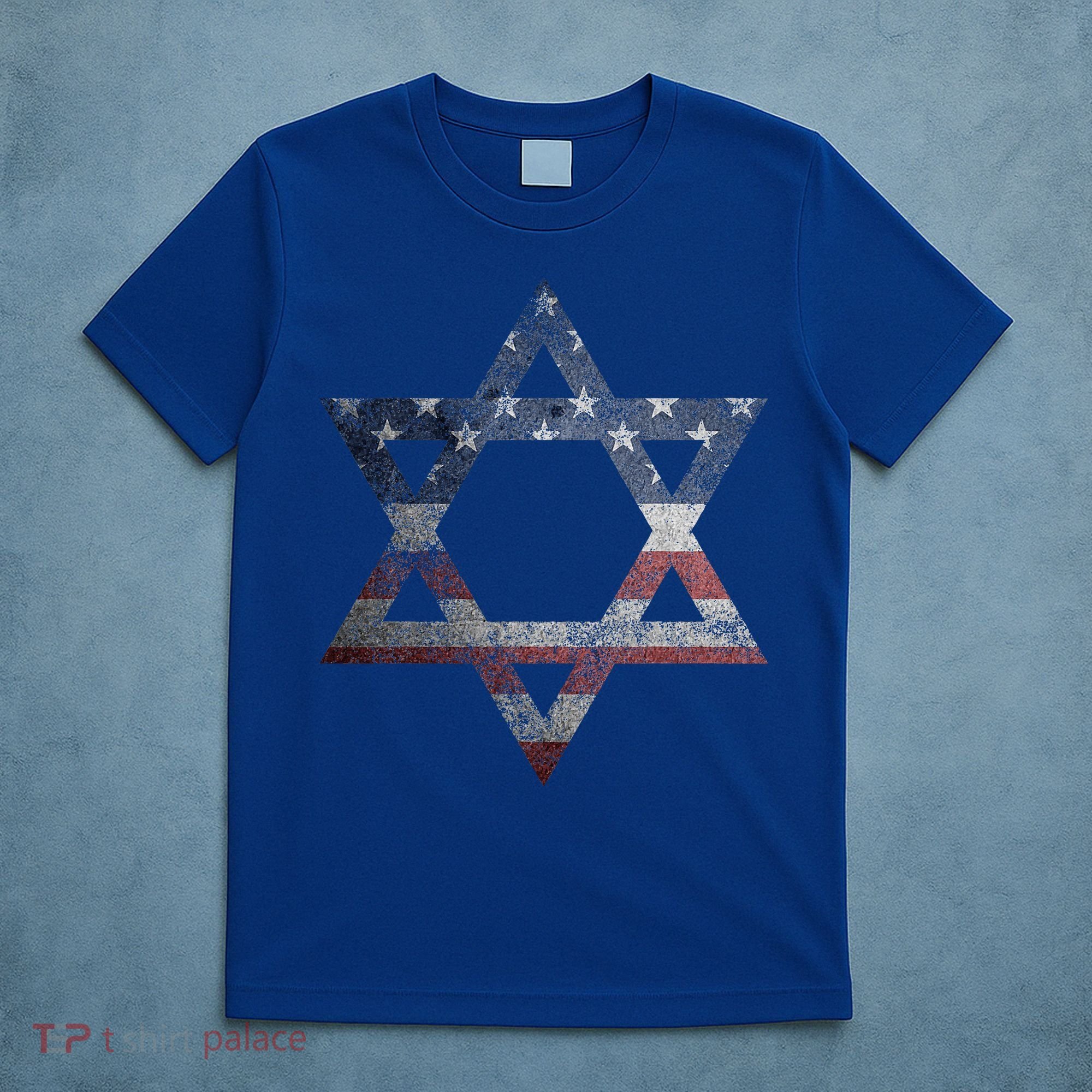 Distressed Star of David Jews Jewish Gifts USA American Flag  T-Shirt