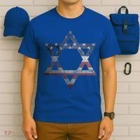 Distressed Star of David Jews Jewish Gifts USA American Flag  T-Shirt thumb 6