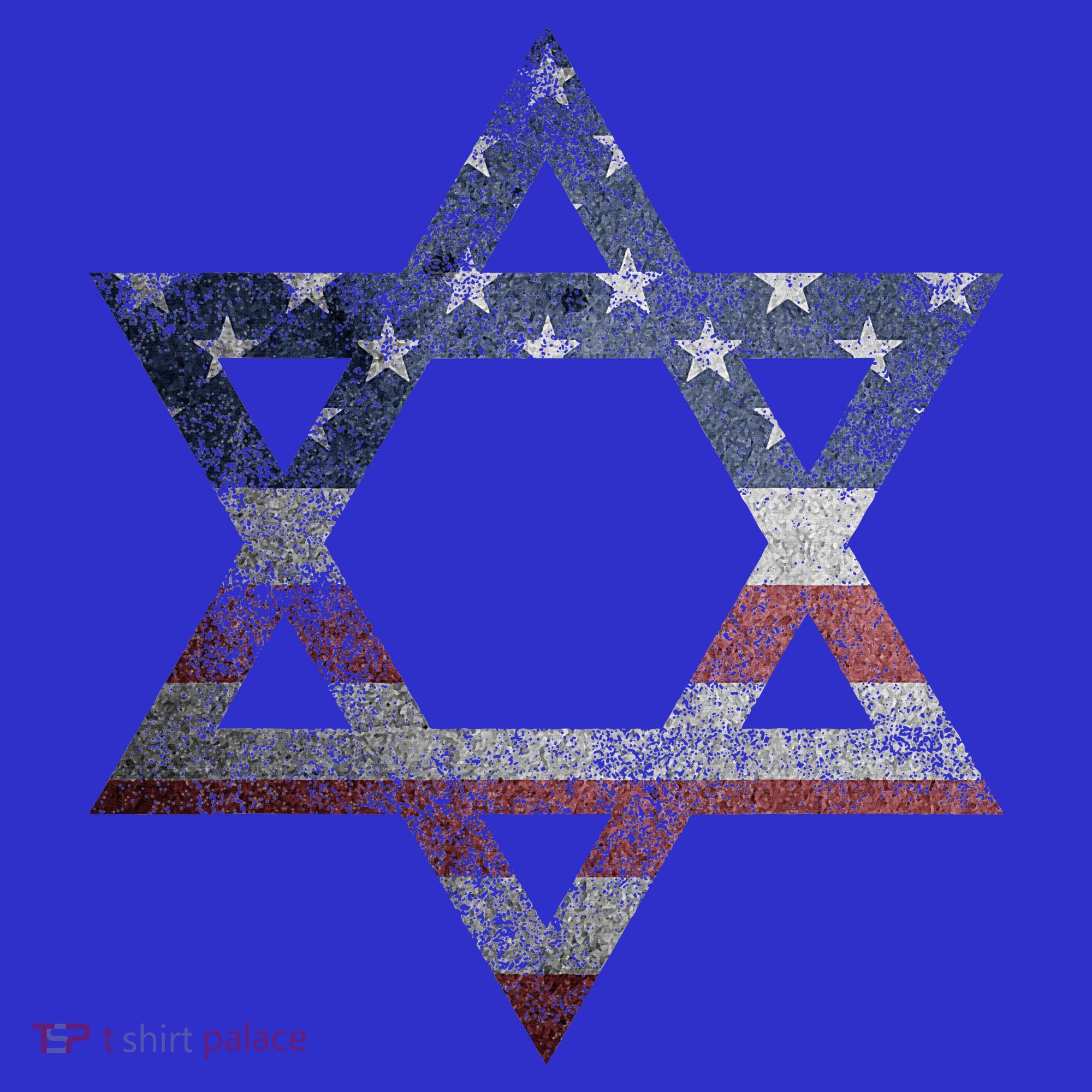 Distressed Star of David Jews Jewish Gifts USA American Flag  T-Shirt