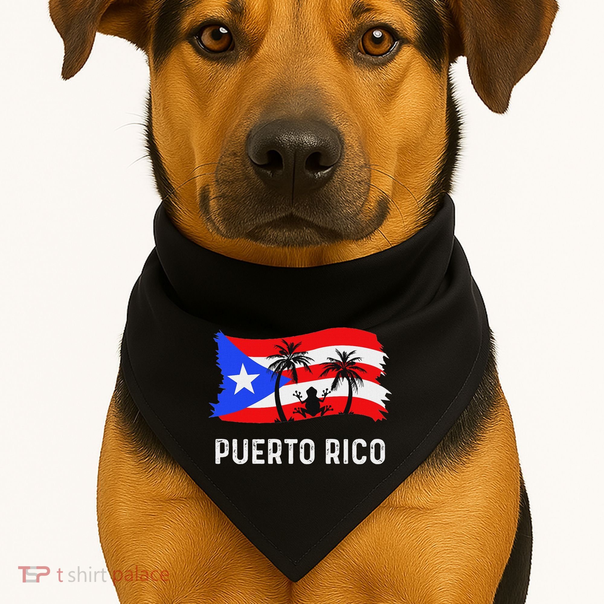 Distressed Style Puerto Rico Frog Puerto Rico USA-Made Doggie Bandana