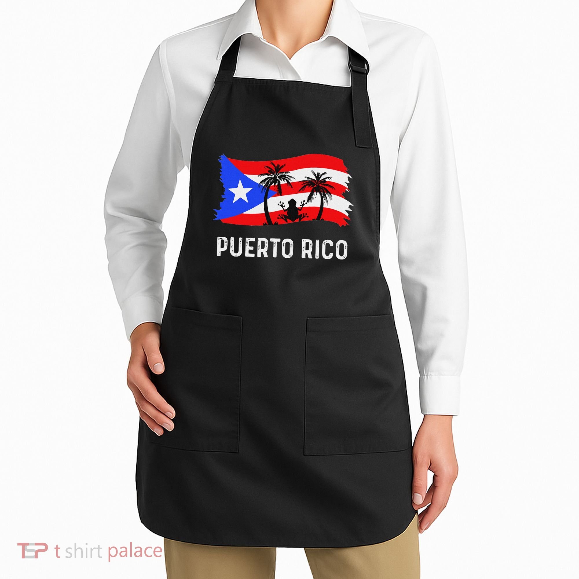 Distressed Style Puerto Rico Frog Puerto Rico Apron