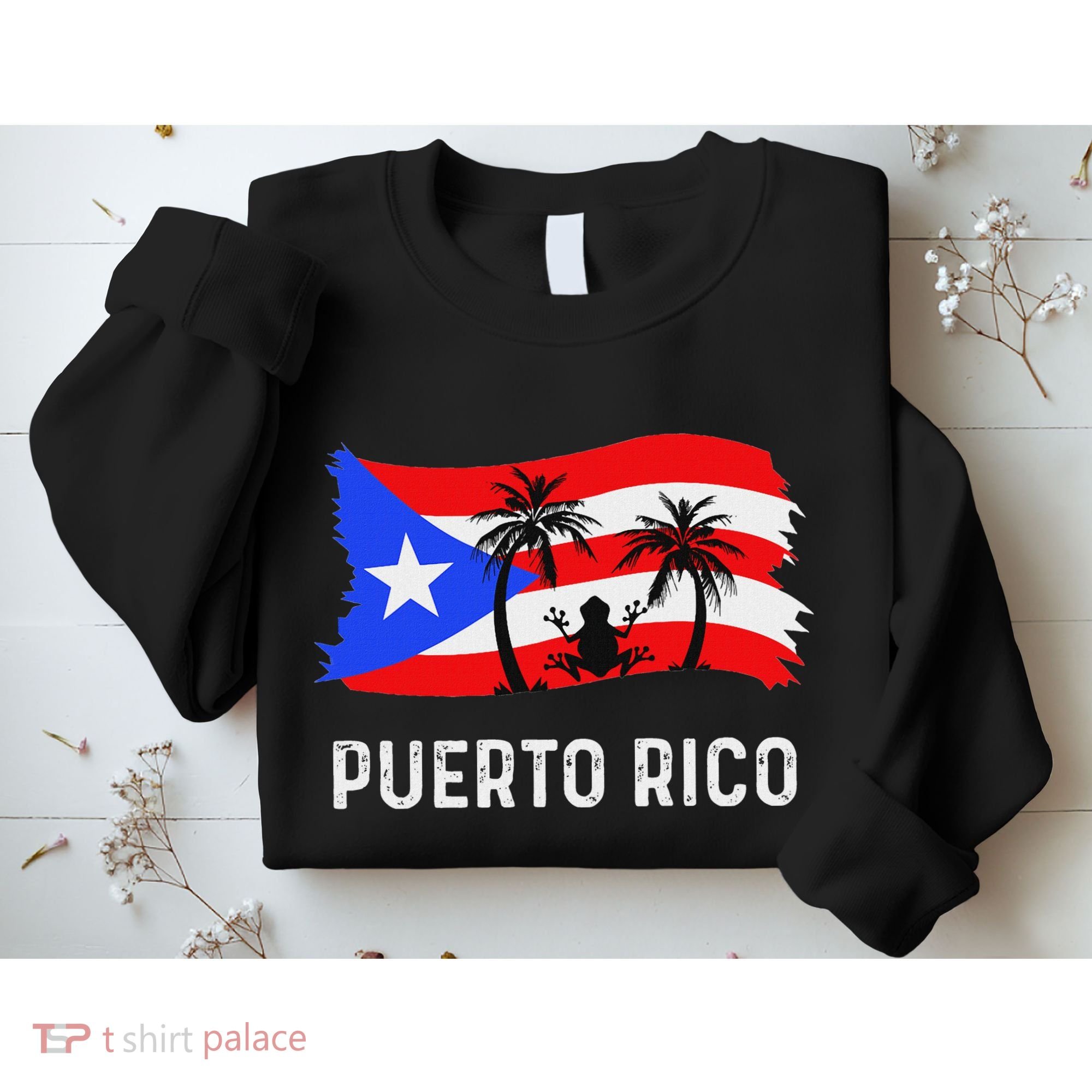 Distressed Style Puerto Rico Frog Puerto Rico Sweatshirt