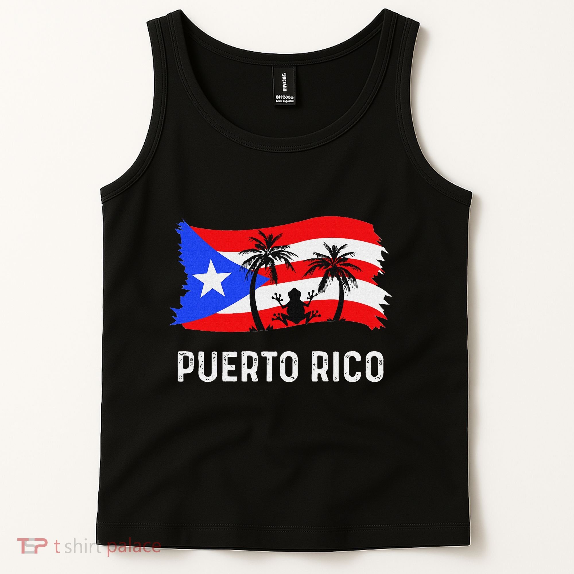 Distressed Style Puerto Rico Frog Puerto Rico Tank Top