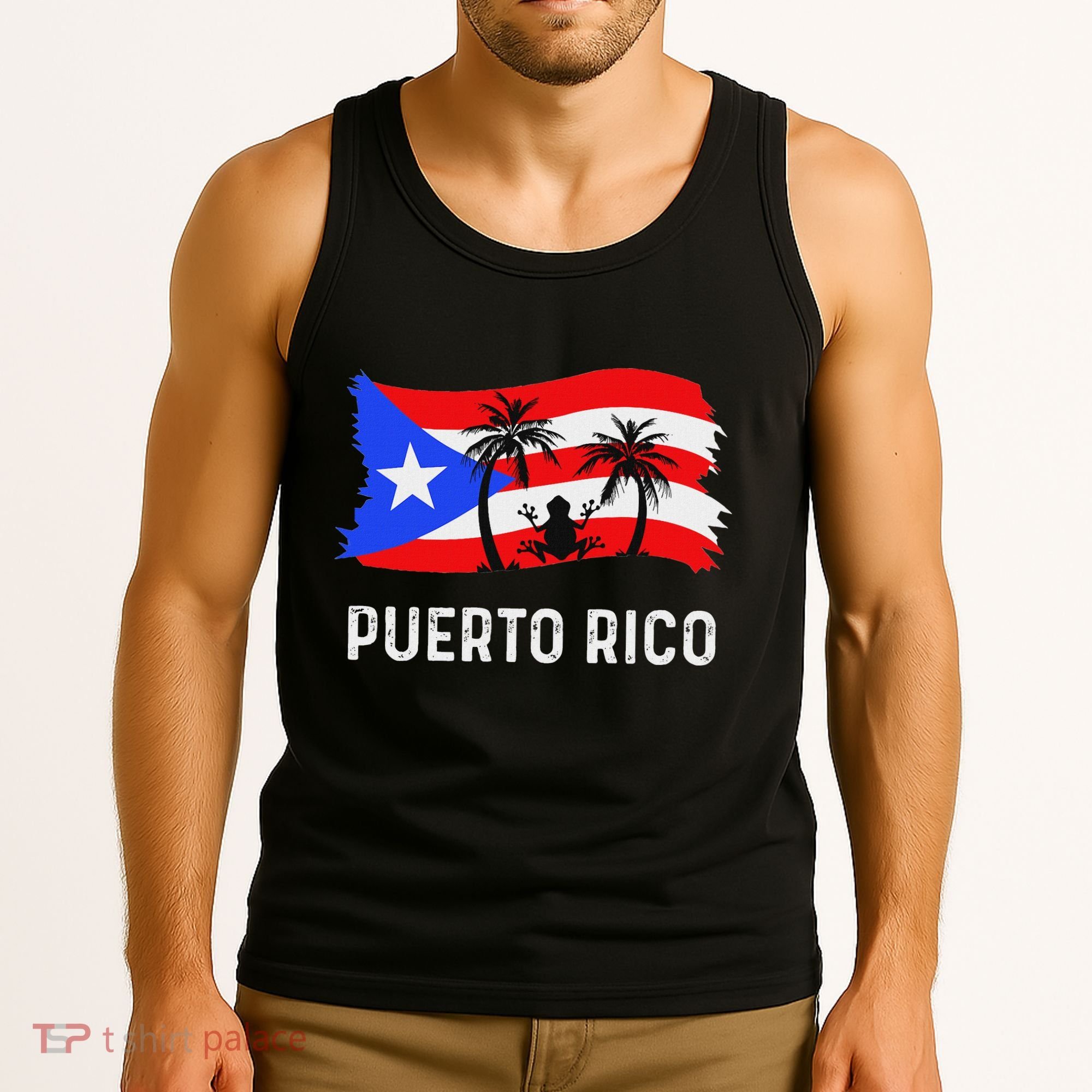 Distressed Style Puerto Rico Frog Puerto Rico Tank Top