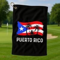 Distressed Style Puerto Rico Frog Puerto Rico Golf Towel thumb 1