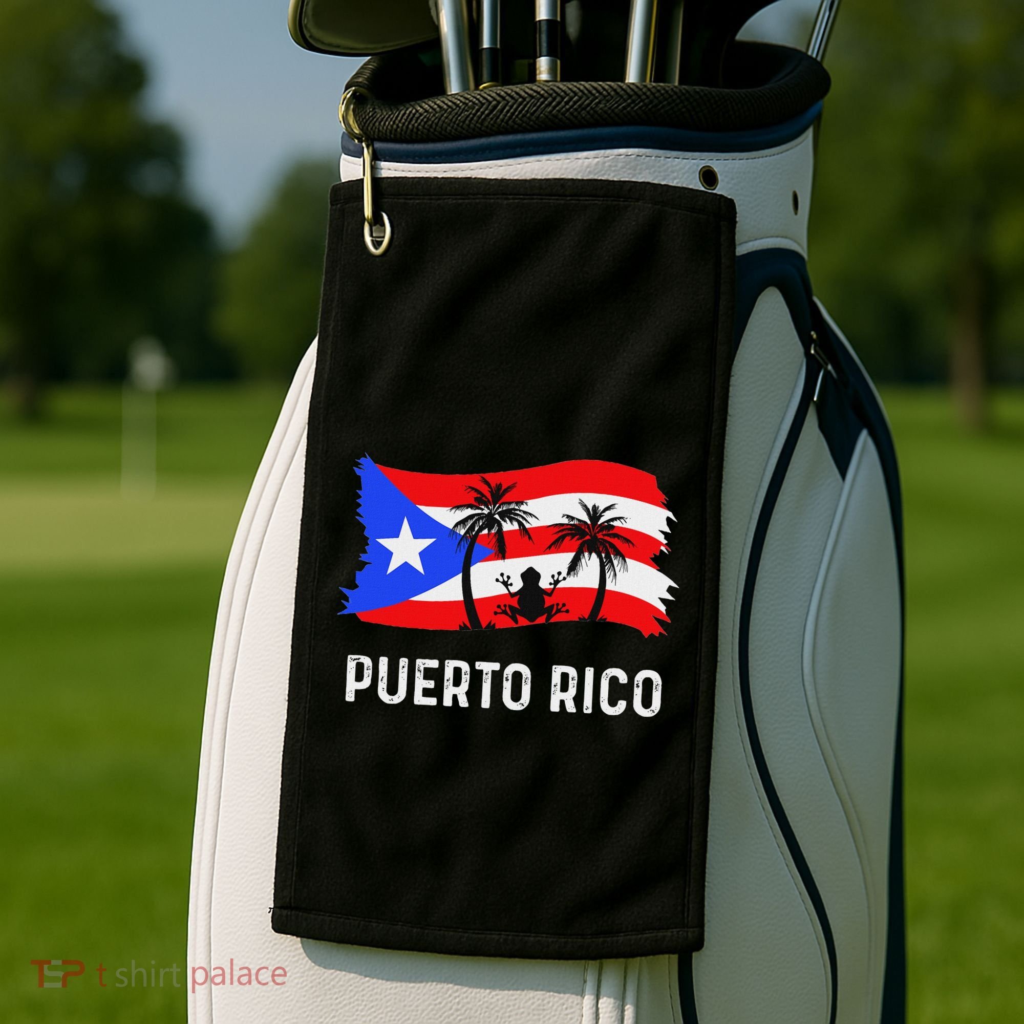Distressed Style Puerto Rico Frog Puerto Rico Golf Towel
