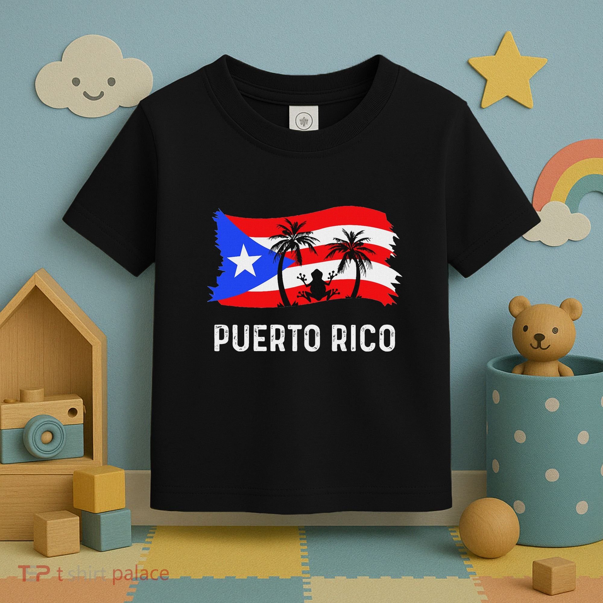 Distressed Style Puerto Rico Frog Puerto Rico Toddler T-Shirt