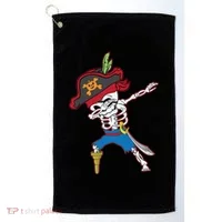 Dabbing Skeleton Pirate Halloween Idea Gift Golf Towel thumb 0