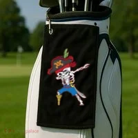 Dabbing Skeleton Pirate Halloween Idea Gift Golf Towel thumb 2