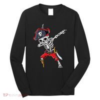 Dabbing Skeleton Pirate Halloween Kids Jolly Roger Long Sleeve Shirt thumb 0