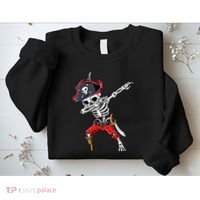 Dabbing Skeleton Pirate Halloween Kids Jolly Roger Sweatshirt thumb 2