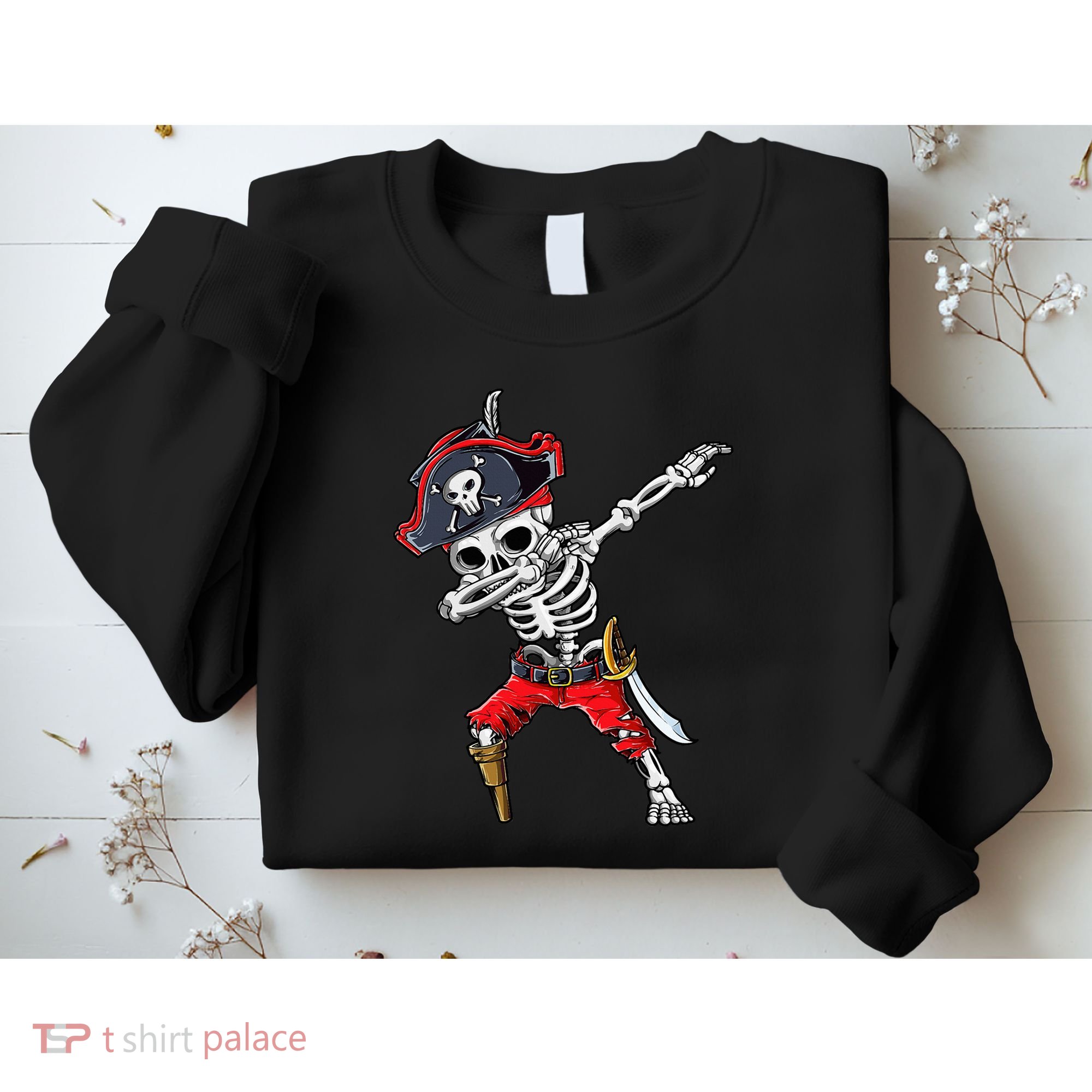 Dabbing Skeleton Pirate Halloween Kids Jolly Roger Sweatshirt