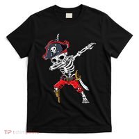 Dabbing Skeleton Pirate Halloween Kids Jolly Roger T-Shirt thumb 0