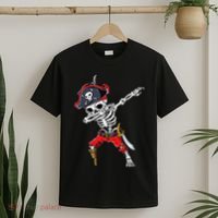 Dabbing Skeleton Pirate Halloween Kids Jolly Roger T-Shirt thumb 2
