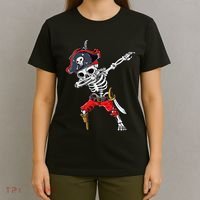 Dabbing Skeleton Pirate Halloween Kids Jolly Roger T-Shirt thumb 4