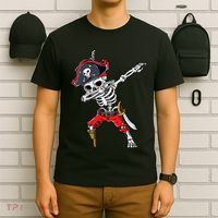 Dabbing Skeleton Pirate Halloween Kids Jolly Roger T-Shirt thumb 6