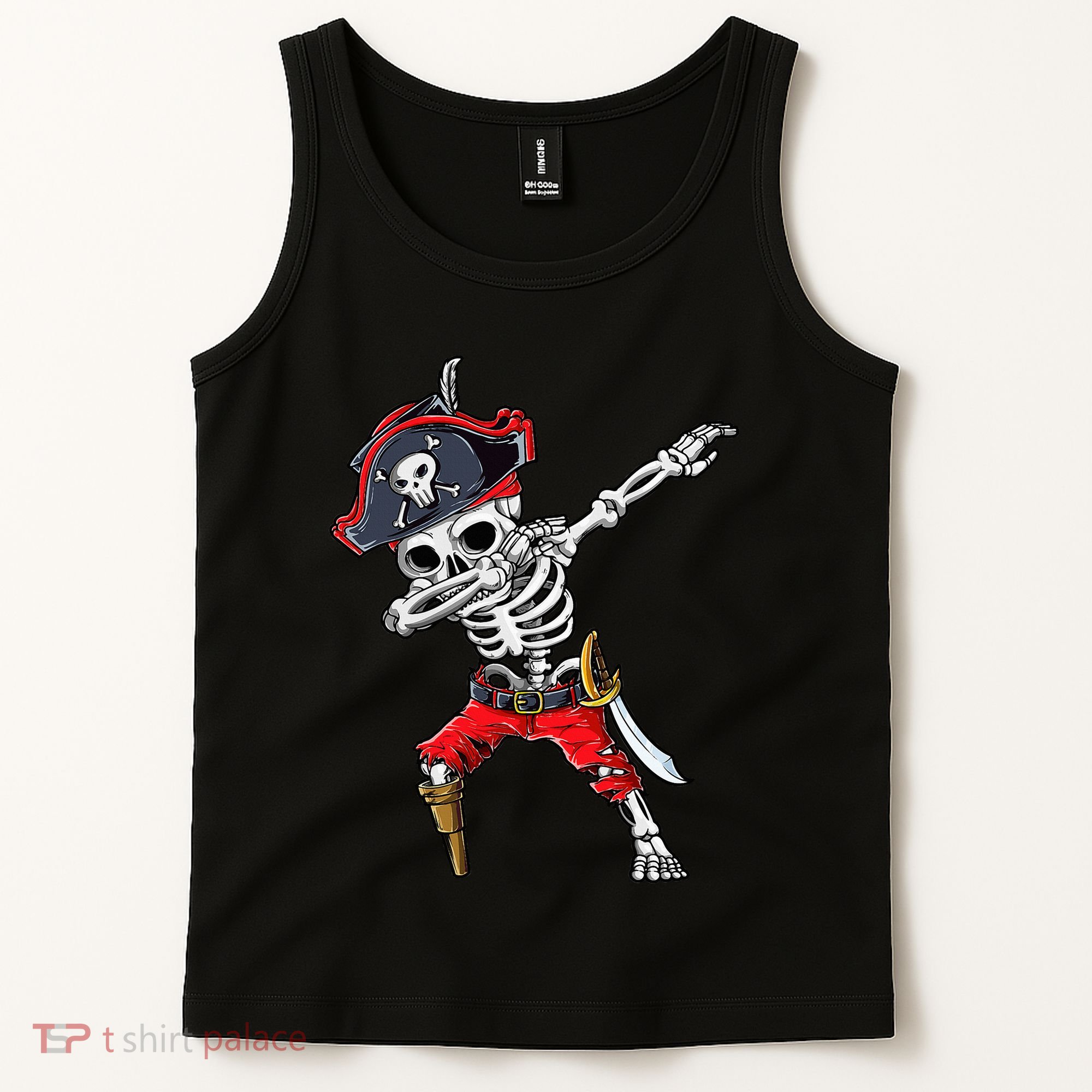 Dabbing Skeleton Pirate Halloween Kids Jolly Roger Tank Top