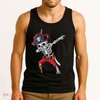 Dabbing Skeleton Pirate Halloween Kids Jolly Roger Tank Top thumb 3