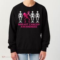 Dabbing Skeleton Pink Ribbon Breast Cancer Halloween Women's Sweatshirt thumb 0