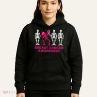 Dabbing Skeleton Pink Ribbon Breast Cancer Halloween Hoodie thumb 5