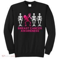 Dabbing Skeleton Pink Ribbon Breast Cancer Halloween Sweatshirt thumb 0
