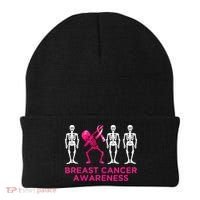 Dabbing Skeleton Pink Ribbon Breast Cancer Halloween Beanie thumb 0