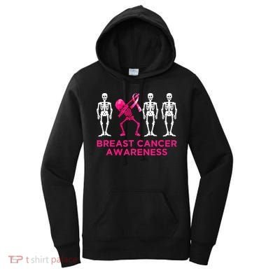 Dabbing Skeleton Pink Ribbon Breast Cancer Halloween Women's Hoodie