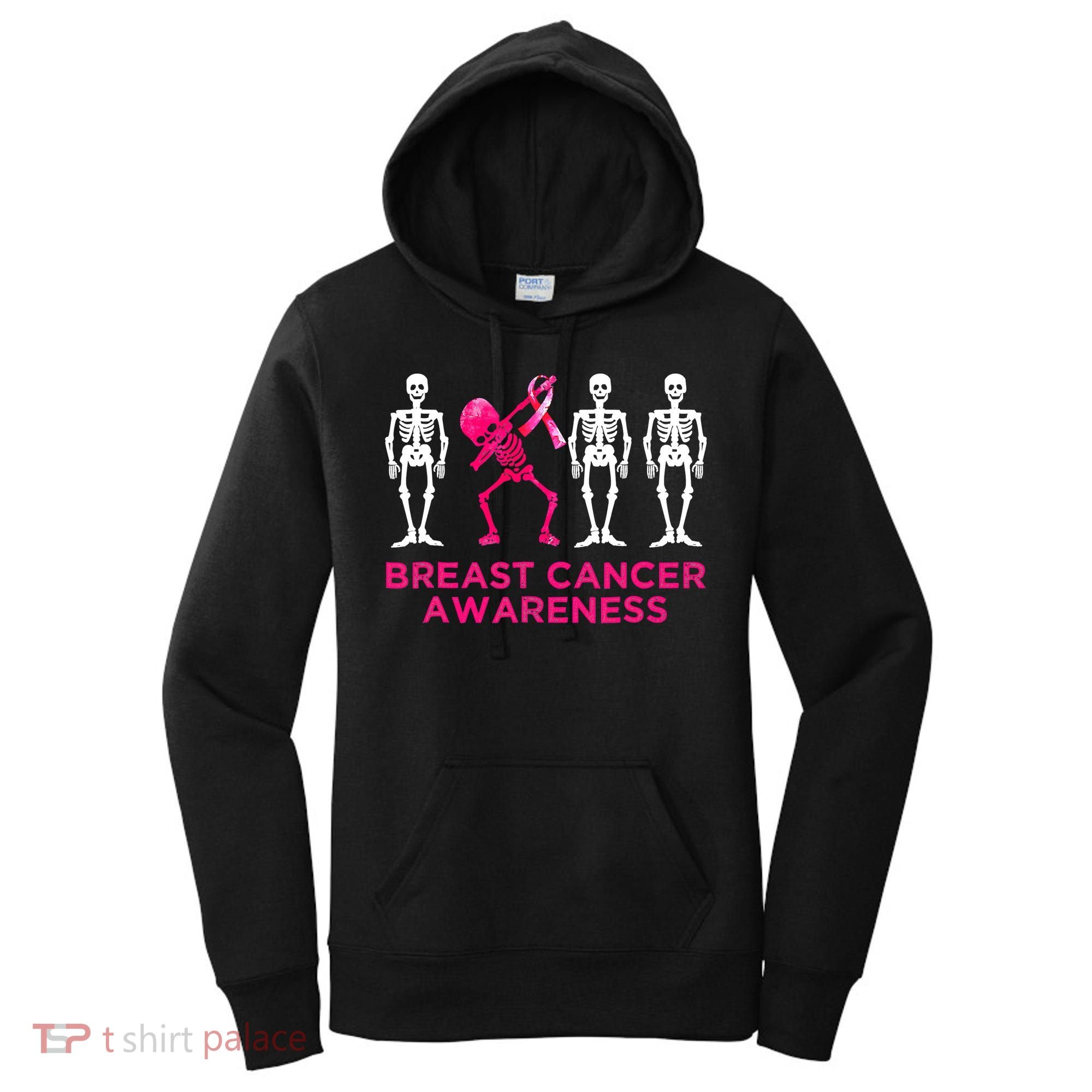 Dabbing Skeleton Pink Ribbon Breast Cancer Halloween Women's Hoodie