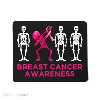 Dabbing Skeleton Pink Ribbon Breast Cancer Halloween Mousepad