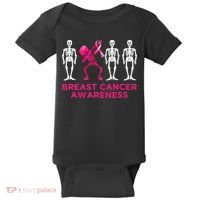 Dabbing Skeleton Pink Ribbon Breast Cancer Halloween Baby Bodysuit thumb 0