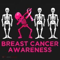 Dabbing Skeleton Pink Ribbon Breast Cancer Halloween Baby Bodysuit thumb 2
