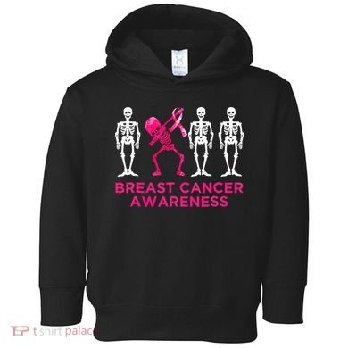 Dabbing Skeleton Pink Ribbon Breast Cancer Halloween Toddler Hoodie