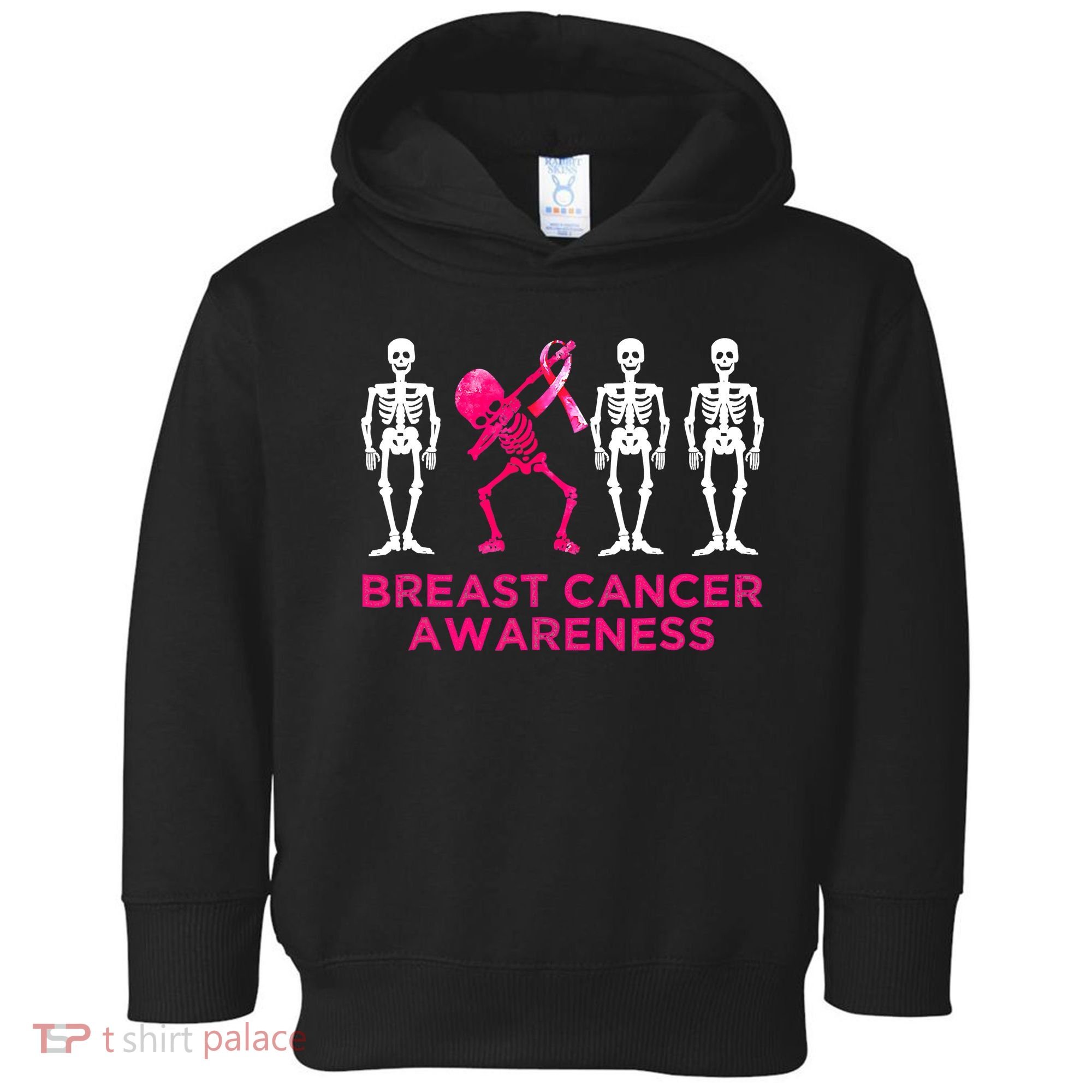 Dabbing Skeleton Pink Ribbon Breast Cancer Halloween Toddler Hoodie